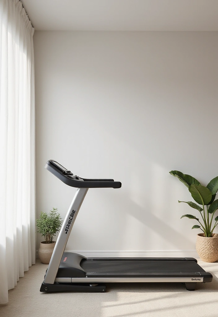 27 Treadmill in Living Room Ideas That Fit Fitness Into Your Space - 1. Minimalist Treadmill Setup