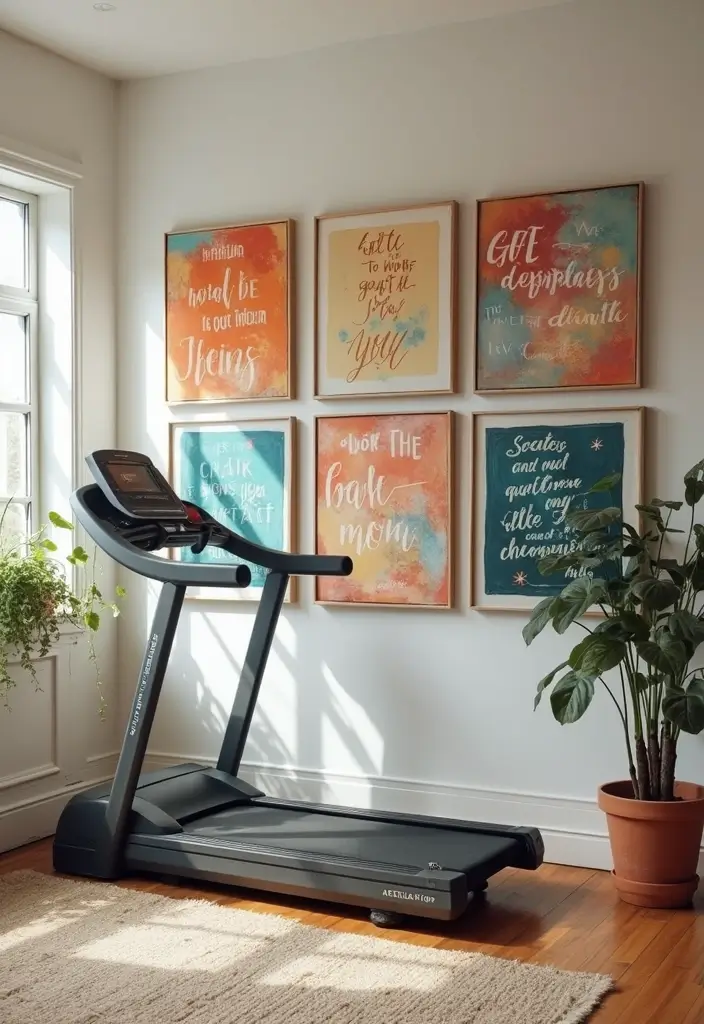 27 Treadmill in Living Room Ideas That Fit Fitness Into Your Space - 17. DIY Treadmill Art