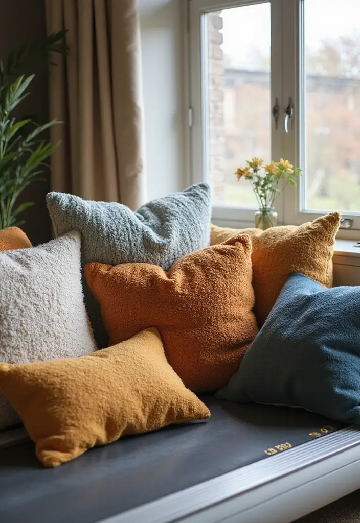 27 Treadmill in Living Room Ideas That Fit Fitness Into Your Space - 22. Textured Throw Pillows