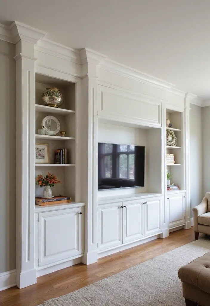 27 Wall Moulding Ideas Living Room That Add Texture and Character - 20. Custom Built-ins with Moulding