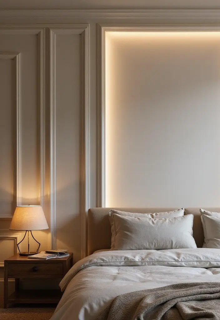 27 Wall Moulding Ideas Living Room That Add Texture and Character - 23. Moulding with Backlighting