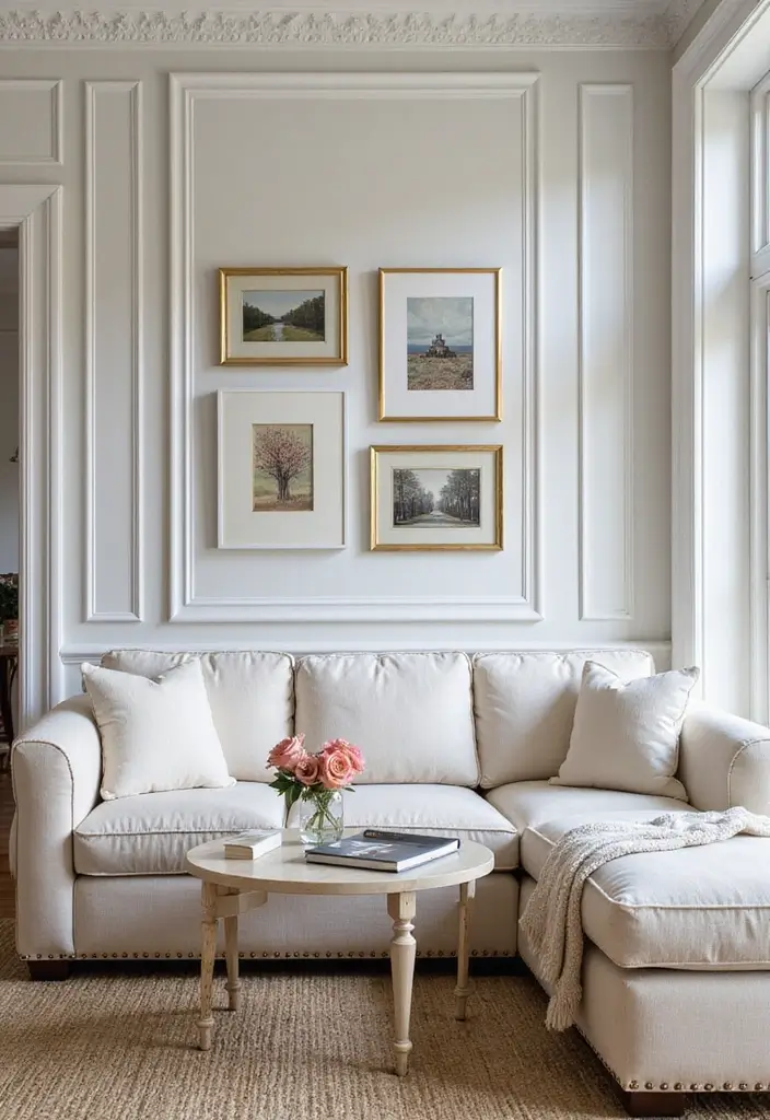 27 Wall Moulding Ideas Living Room That Add Texture and Character - 5. Picture Frame Moulding