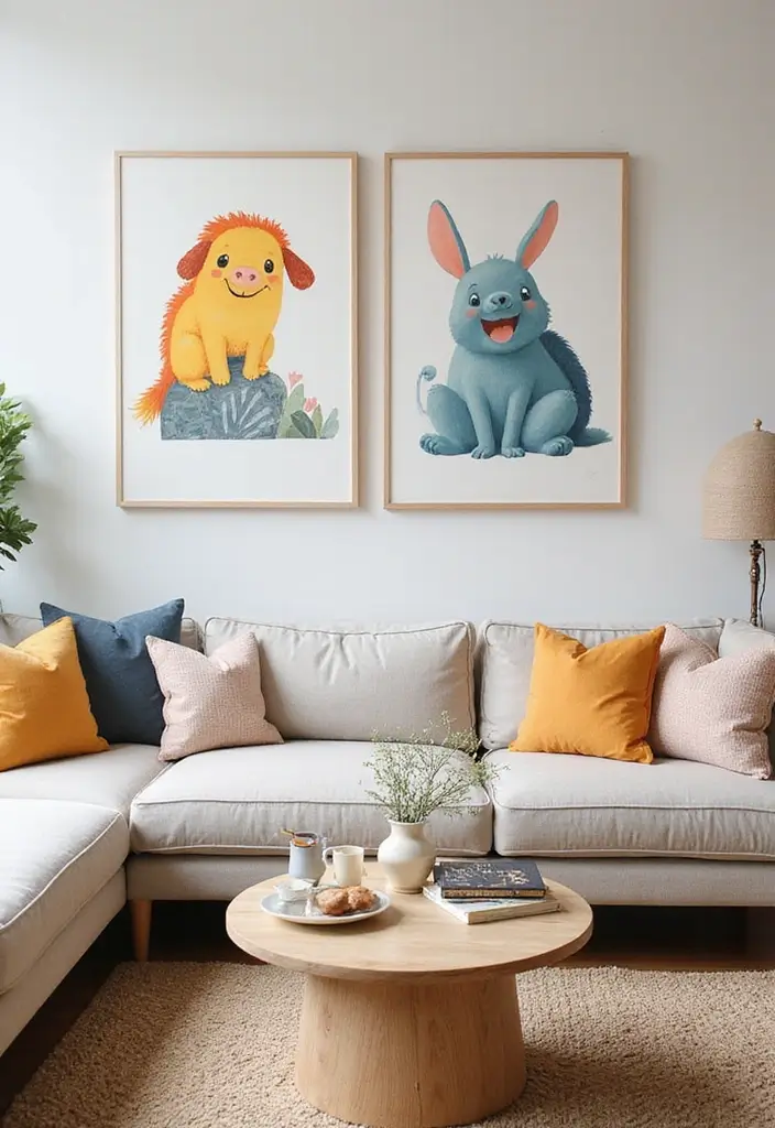 28 ACNH Living Room Inspiration Ideas That Feel Cute and Creative - 22. Whimsical Wall Art