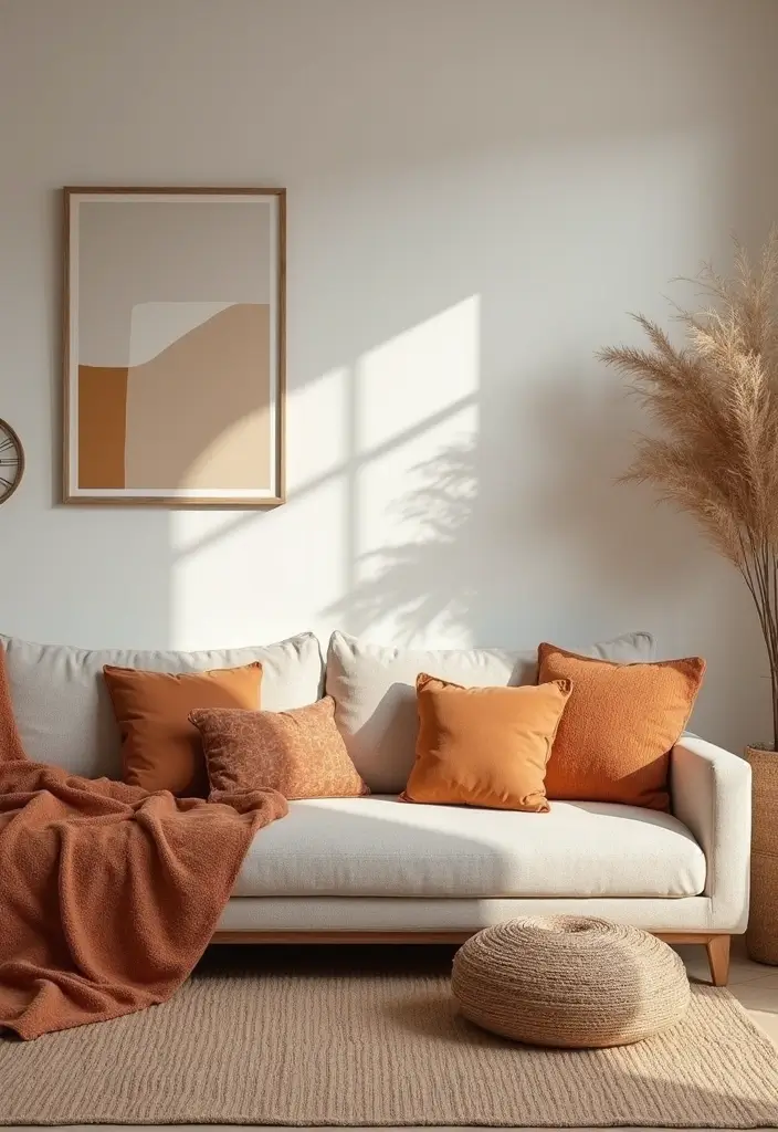 28 Asian Living Room Ideas That Feel Minimal and Harmonious - 12. Earthy Color Accents