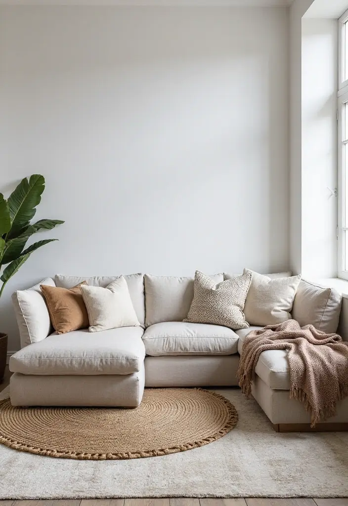 28 Asian Living Room Ideas That Feel Minimal and Harmonious - 15. Layered Textiles for Comfort