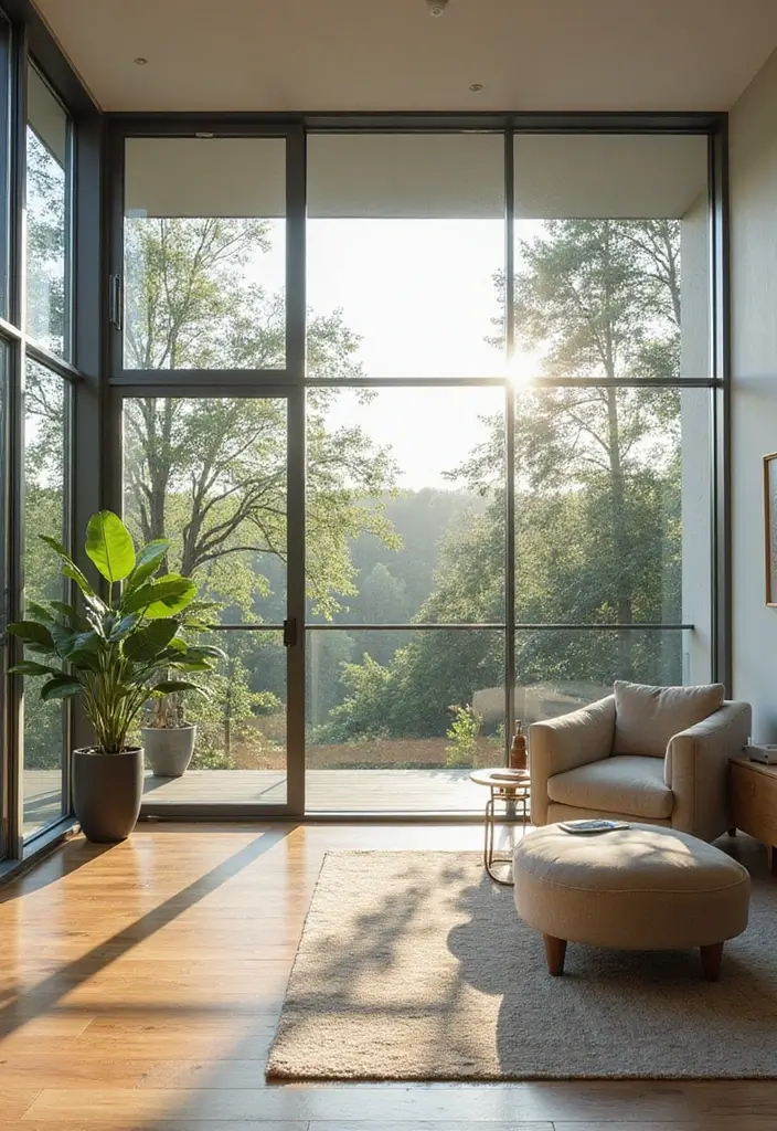 28 Asian Living Room Ideas That Feel Minimal and Harmonious - 18. Floor-to-Ceiling Windows