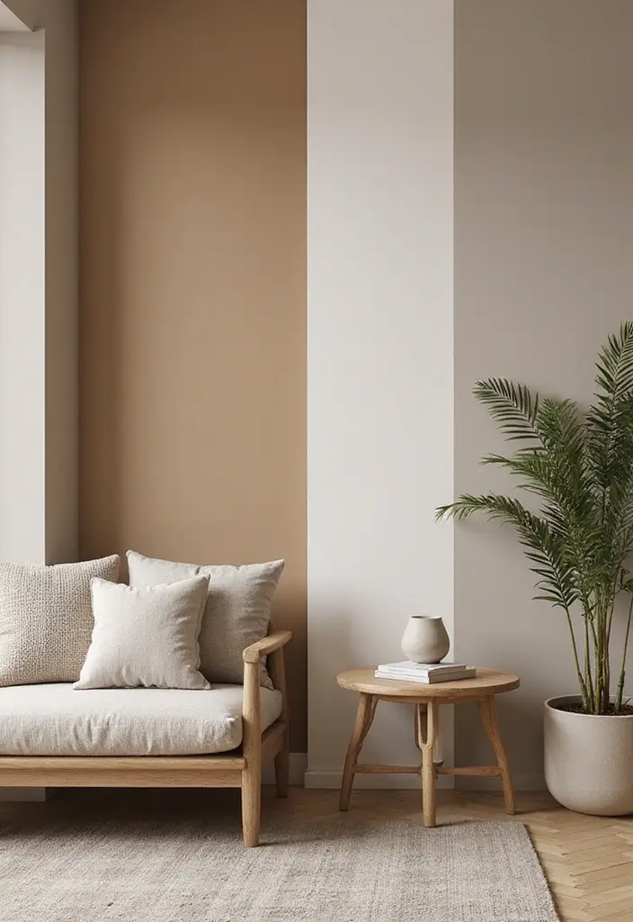 28 Asian Living Room Ideas That Feel Minimal and Harmonious - 19. Harmonious Color Blocking