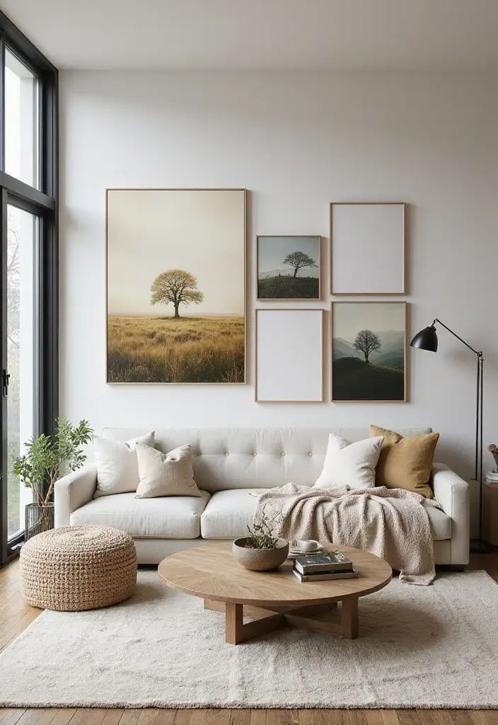 28 Asian Living Room Ideas That Feel Minimal and Harmonious - 7. Wall Art that Inspires Peace