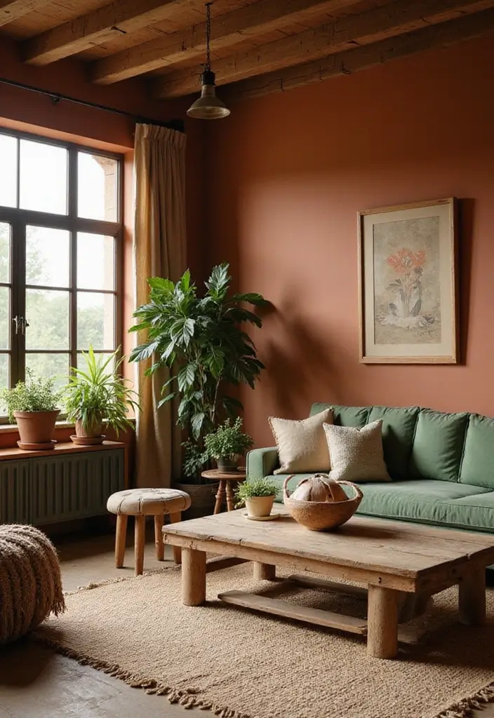 28 Boho Vintage Living Room Ideas That Feel Relaxed and Timeless - 1. Earthy Color Palettes