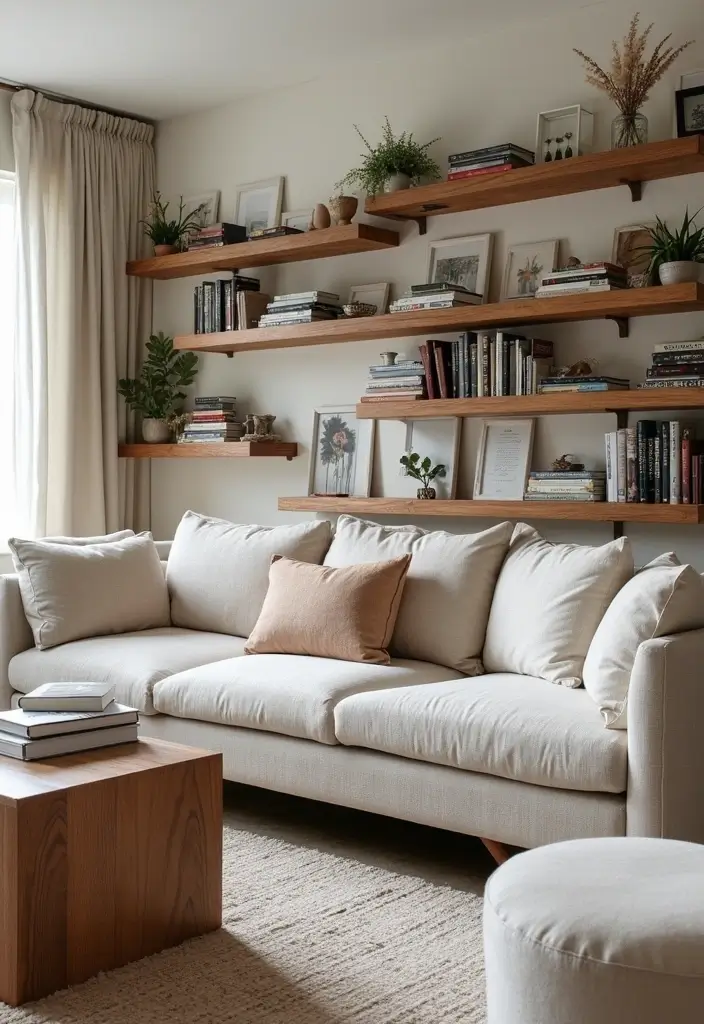 28 Boho Vintage Living Room Ideas That Feel Relaxed and Timeless - 21. Creative Book Storage