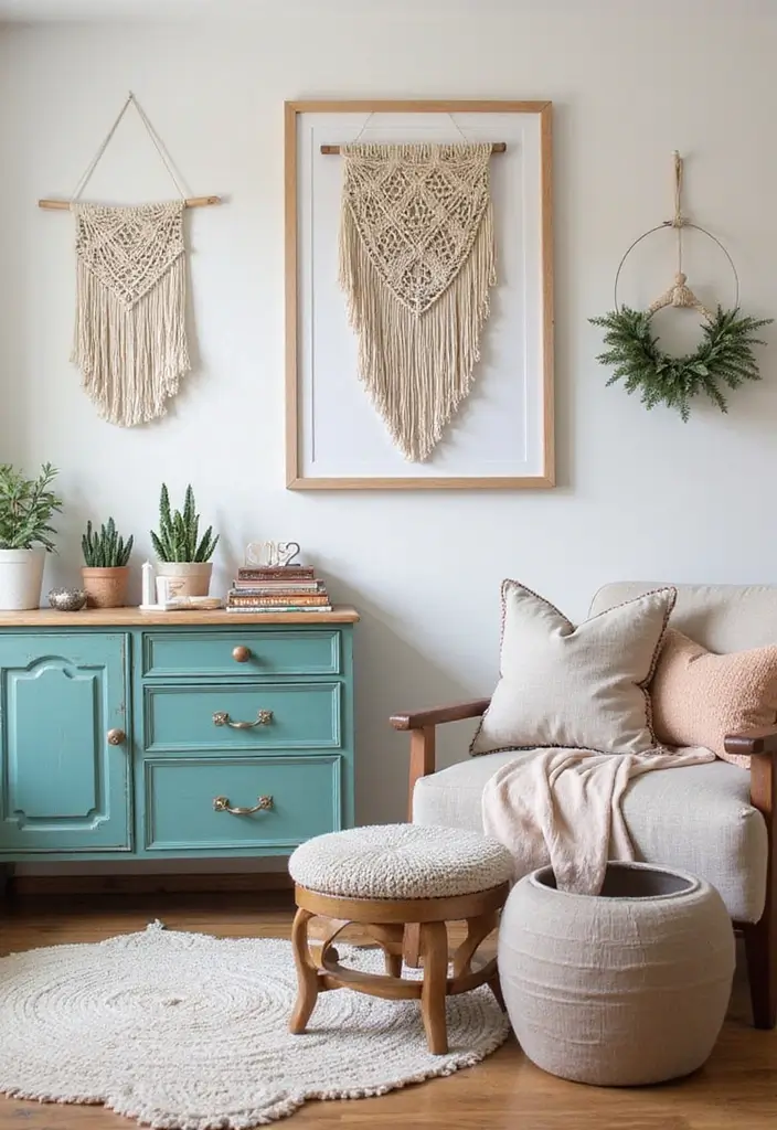 28 Boho Vintage Living Room Ideas That Feel Relaxed and Timeless - 24. DIY Decor Projects