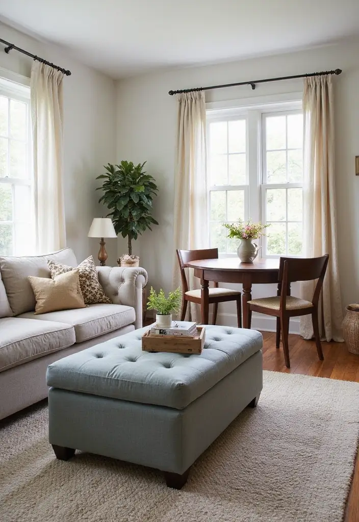 28 Boho Vintage Living Room Ideas That Feel Relaxed and Timeless - 26. Multi-Functional Furniture