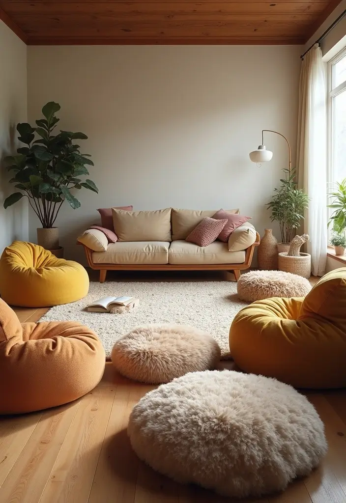 28 Boho Vintage Living Room Ideas That Feel Relaxed and Timeless - 6. Relaxed Seating Arrangements