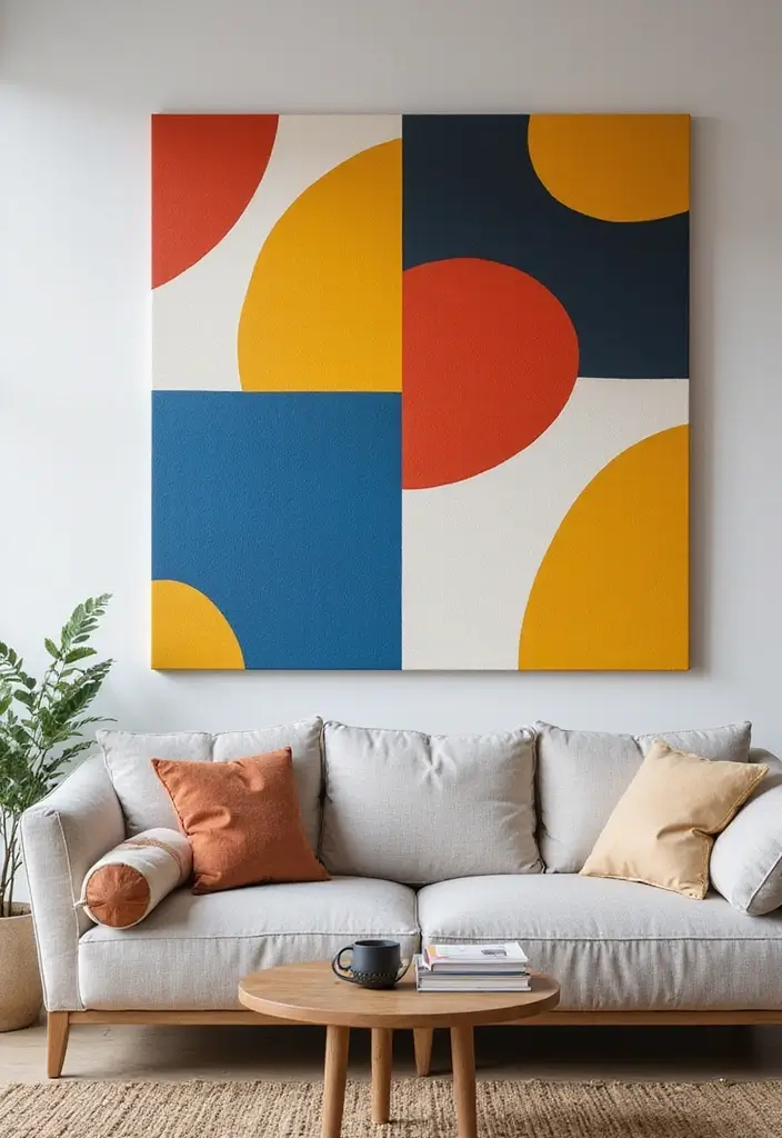 28 Canvas Painting Ideas for Living Room That Add Artful Flair - 1. Bold Geometric Patterns