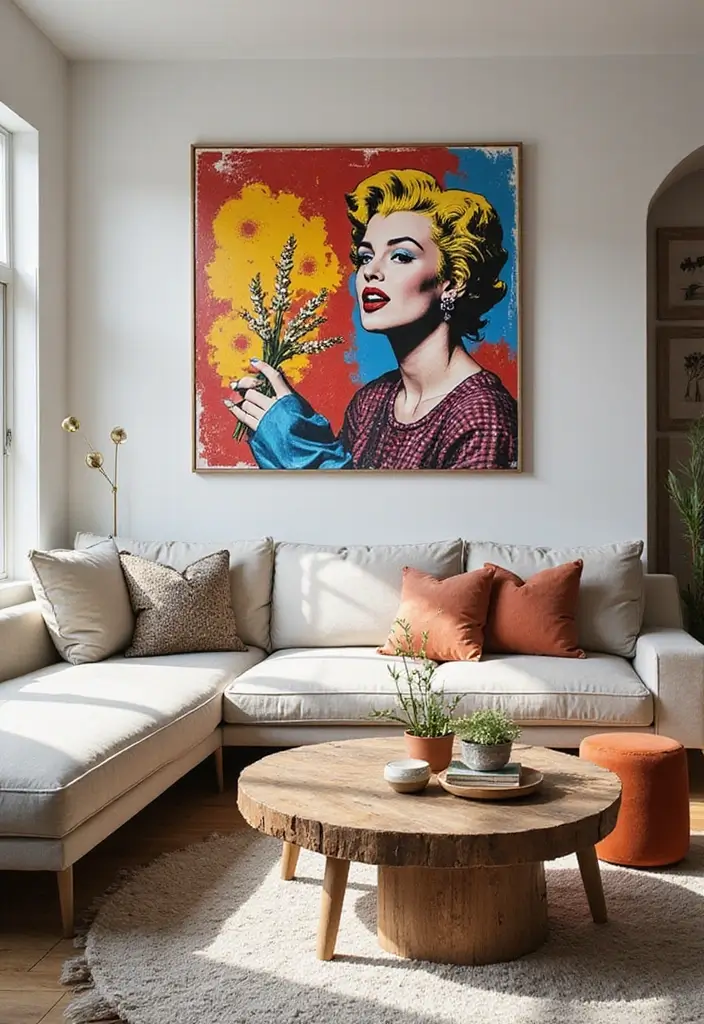 28 Canvas Painting Ideas for Living Room That Add Artful Flair - 11. Pop Art Influence