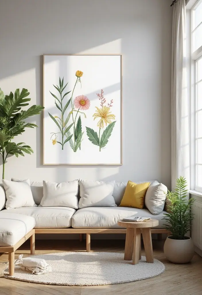 28 Canvas Painting Ideas for Living Room That Add Artful Flair - 16. Botanical Illustrations
