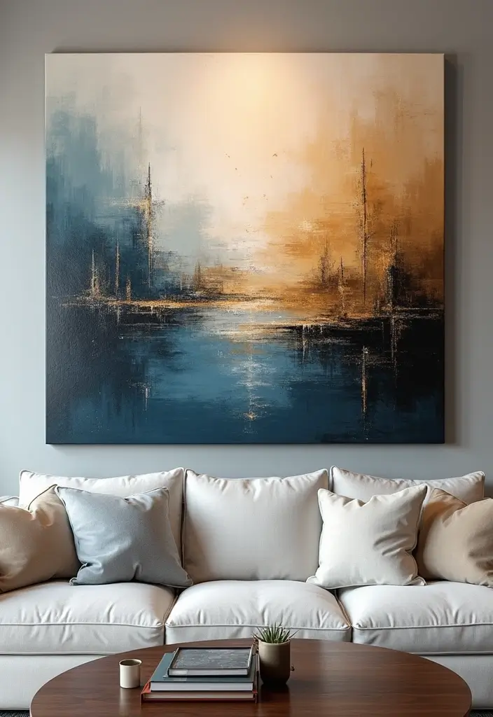 28 Canvas Painting Ideas for Living Room That Add Artful Flair - 17. Layered Abstracts