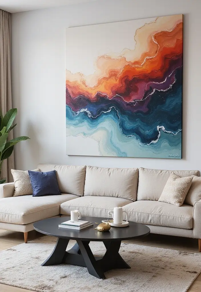28 Canvas Painting Ideas for Living Room That Add Artful Flair - 2. Fluid Abstract Art