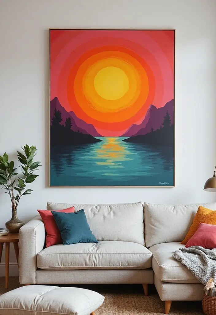 28 Canvas Painting Ideas for Living Room That Add Artful Flair - 20. Retro Graphics