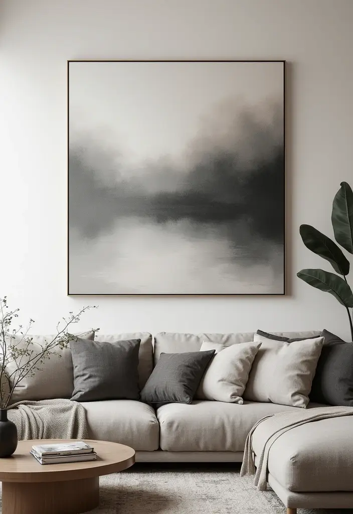 28 Canvas Painting Ideas for Living Room That Add Artful Flair - 4. Monochromatic Magic
