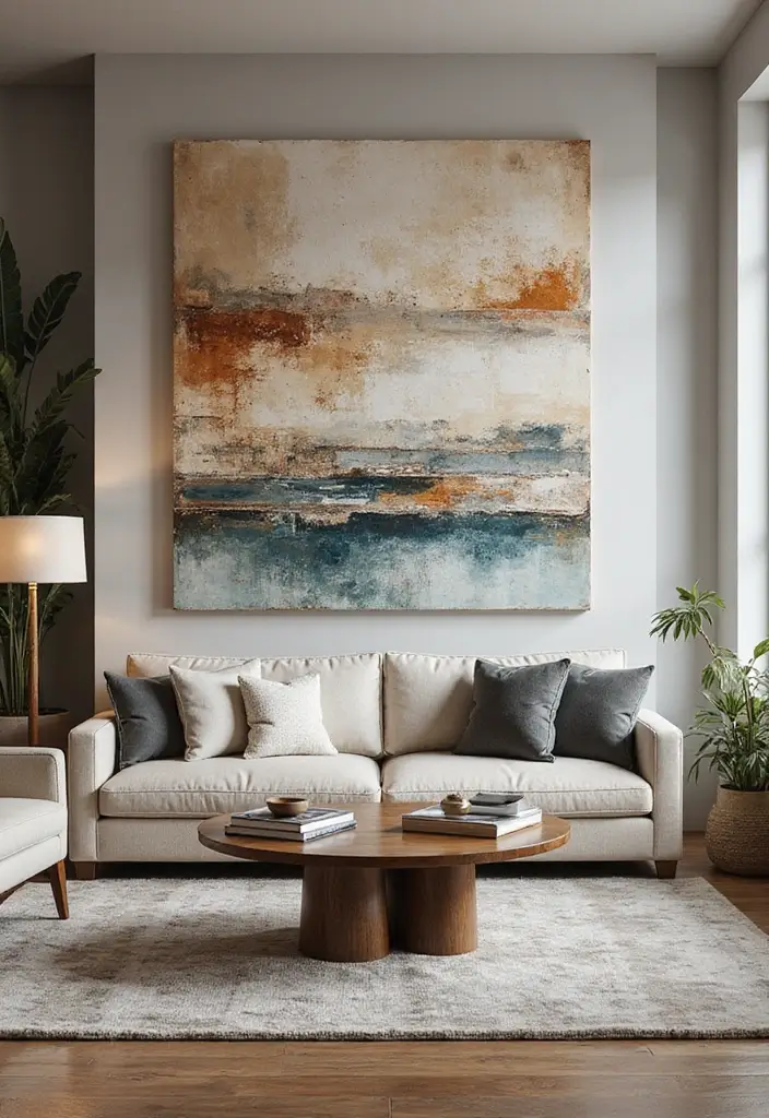 28 Canvas Painting Ideas for Living Room That Add Artful Flair - 6. Textured Abstracts