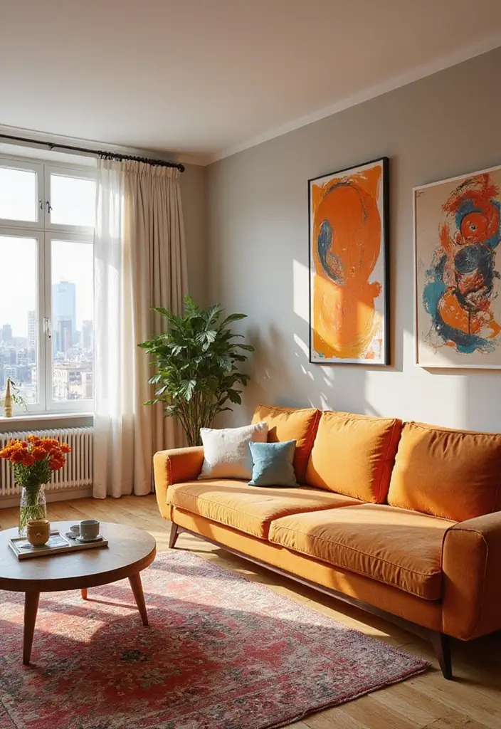 28 City Apartment Living Room Ideas That Maximize Small Spaces - 13. Bright and Fresh Color Schemes