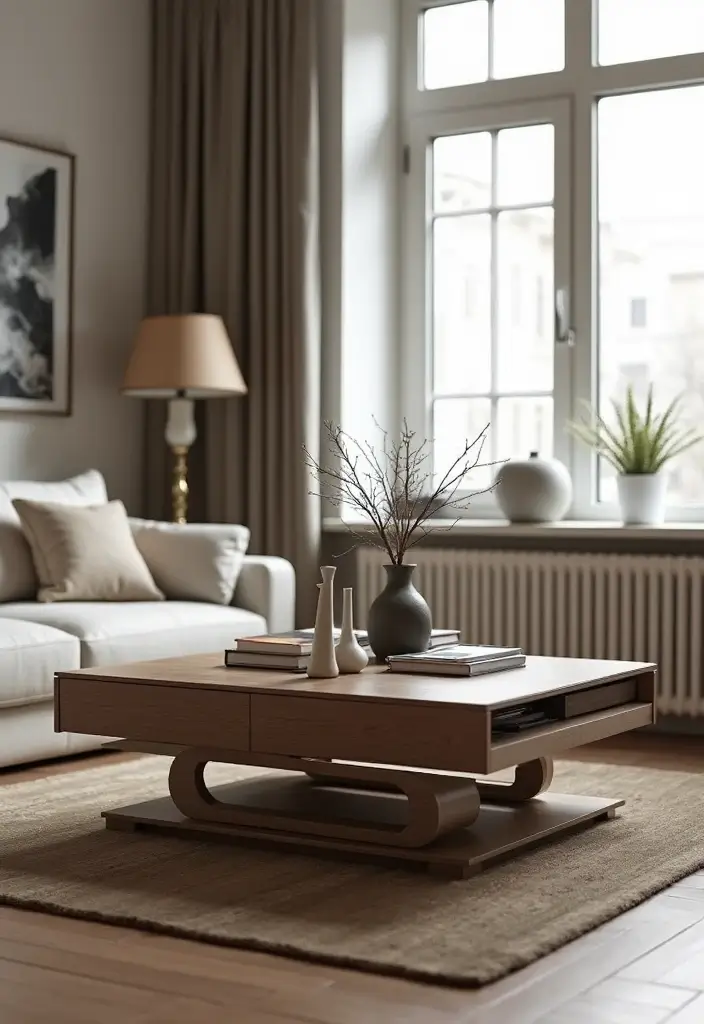 28 City Apartment Living Room Ideas That Maximize Small Spaces - 17. Convertible Coffee Tables
