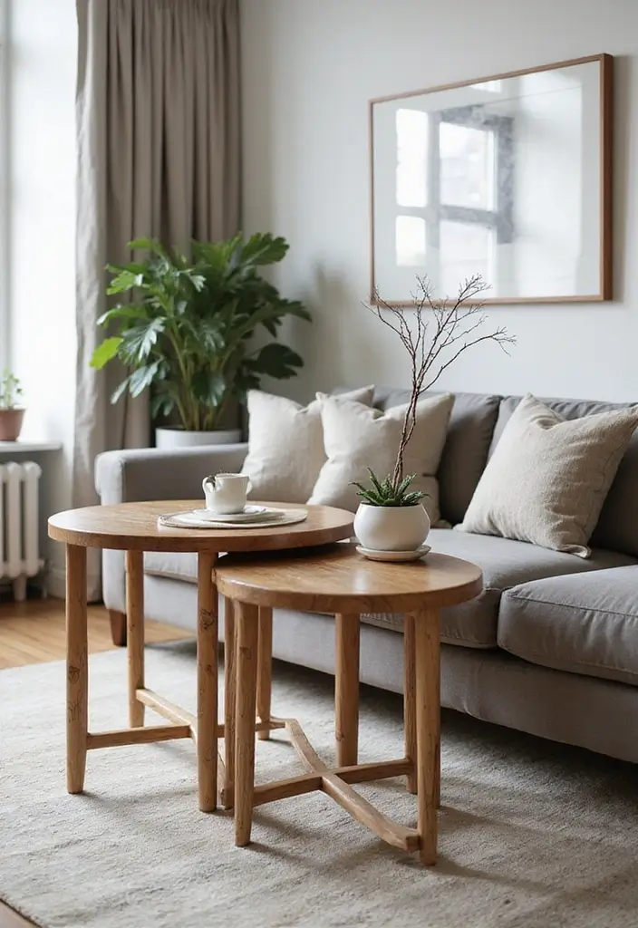 28 City Apartment Living Room Ideas That Maximize Small Spaces - 2. Nesting Tables