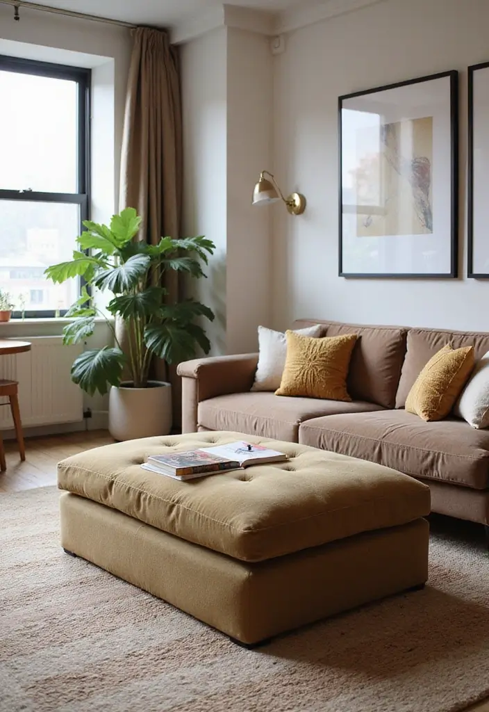 28 City Apartment Living Room Ideas That Maximize Small Spaces - 4. Ottomans with Storage