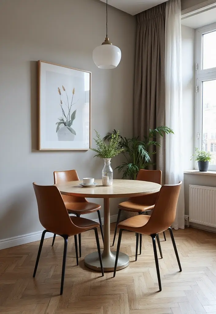 28 City Apartment Living Room Ideas That Maximize Small Spaces - 5. Compact Dining Sets