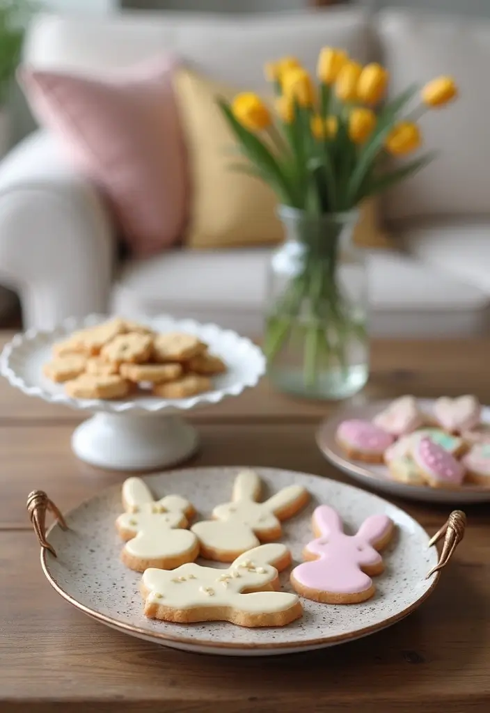 28 Easter Living Room Decor Ideas That Add a Festive Touch - 17. Cute Bunny Treats Station