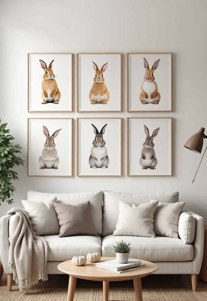 28 Easter Living Room Decor Ideas That Add a Festive Touch - 18. Cute Bunny Prints