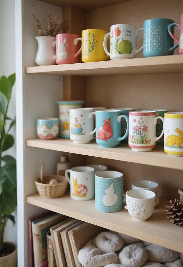28 Easter Living Room Decor Ideas That Add a Festive Touch - 23. Seasonal Mugs & Glasses