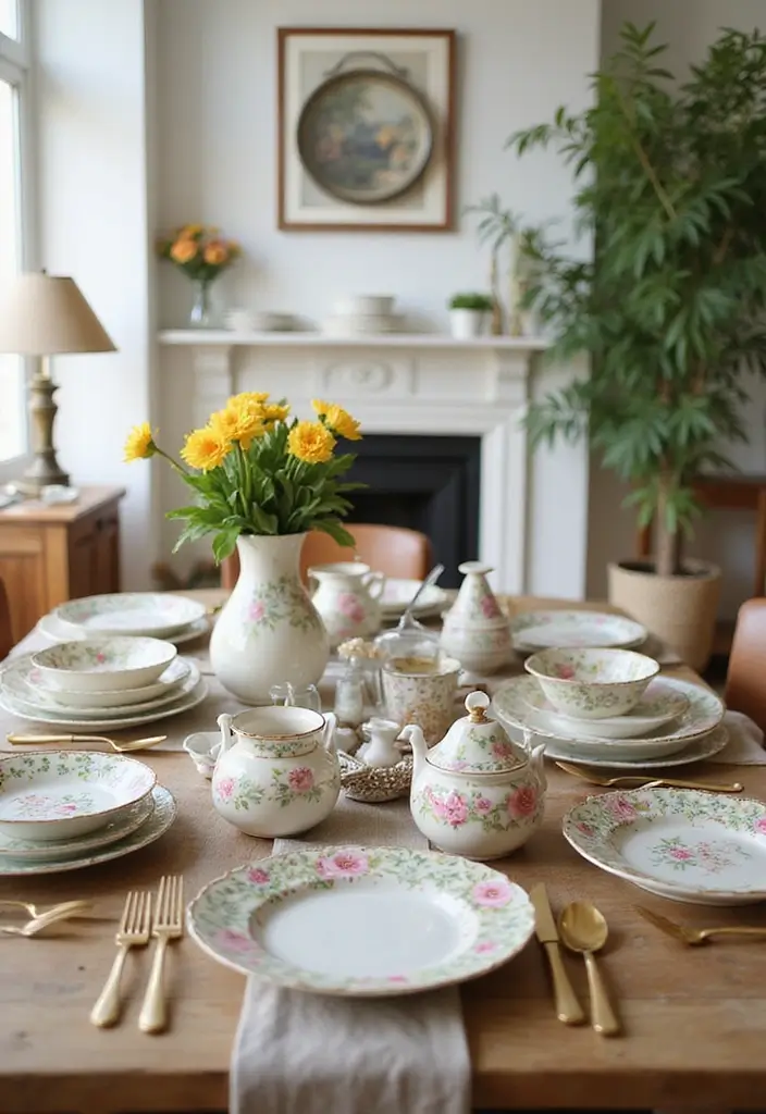 28 Easter Living Room Decor Ideas That Add a Festive Touch - 27. Spring-Themed Tableware