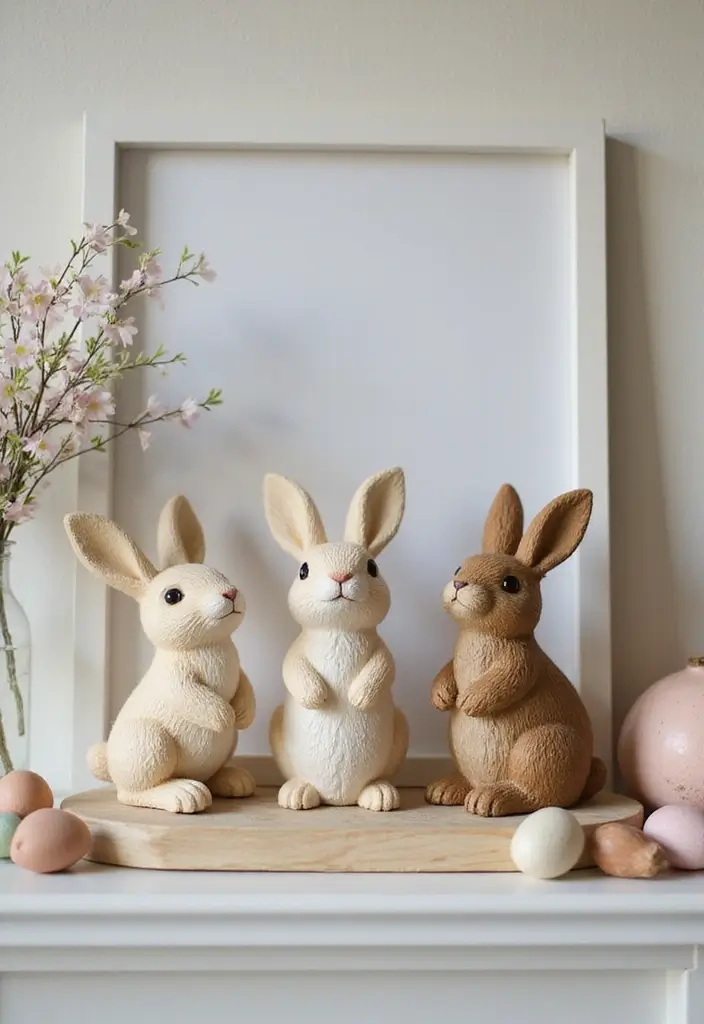28 Easter Living Room Decor Ideas That Add a Festive Touch - 4. Bunny Figurines