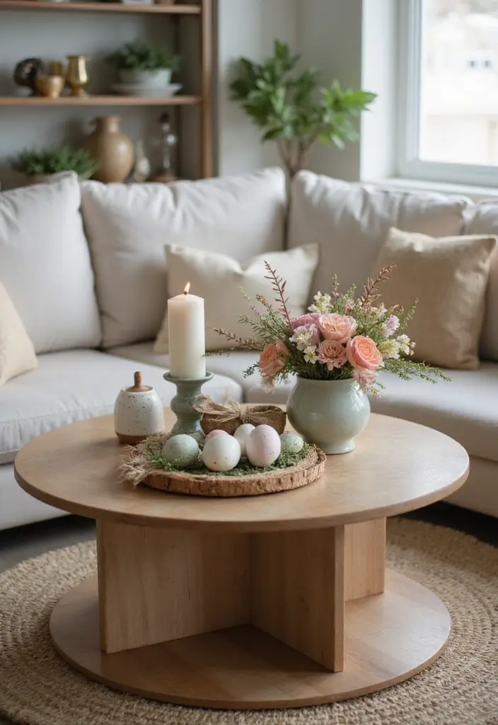 28 Easter Living Room Decor Ideas That Add a Festive Touch - 8. Seasonal Coffee Table Decor