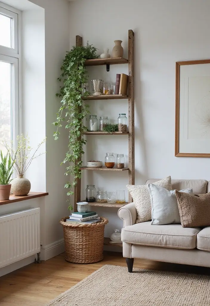 28 Living Room Natural Decor Ideas That Feel Fresh and Organic - 10. Upcycled Decor Items