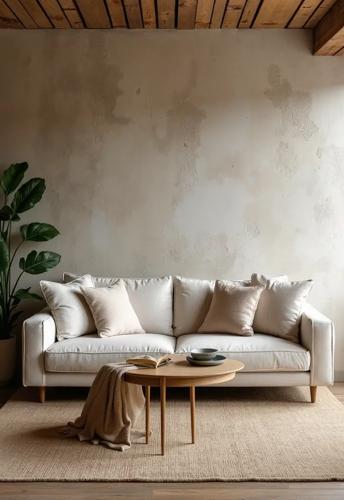 28 Living Room Natural Decor Ideas That Feel Fresh and Organic - 12. Textured Wall Finishes