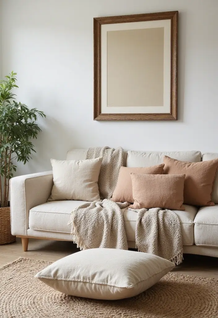 28 Living Room Natural Decor Ideas That Feel Fresh and Organic - 15. Sustainable Fabrics