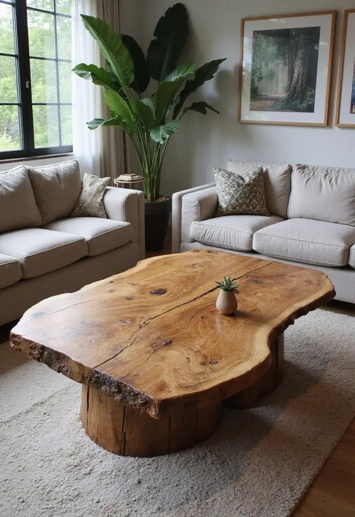 28 Living Room Natural Decor Ideas That Feel Fresh and Organic - 2. Reclaimed Wood Furniture