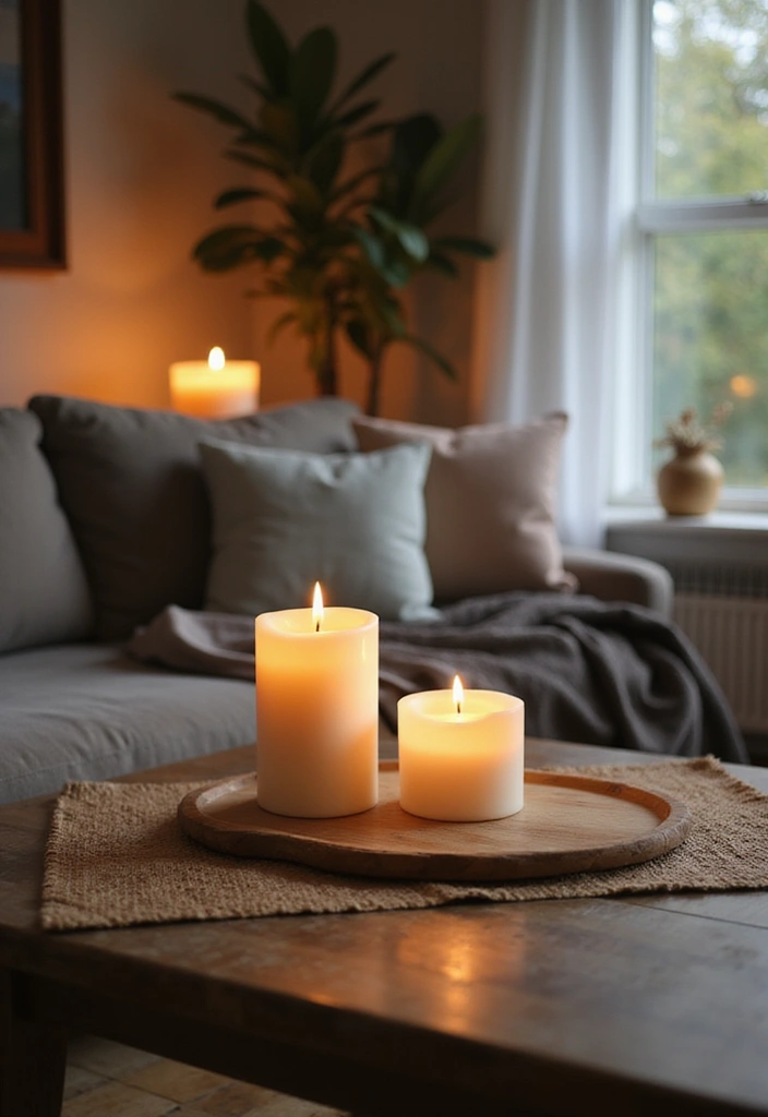 28 Living Room Natural Decor Ideas That Feel Fresh and Organic - 20. Eco-Friendly Candles