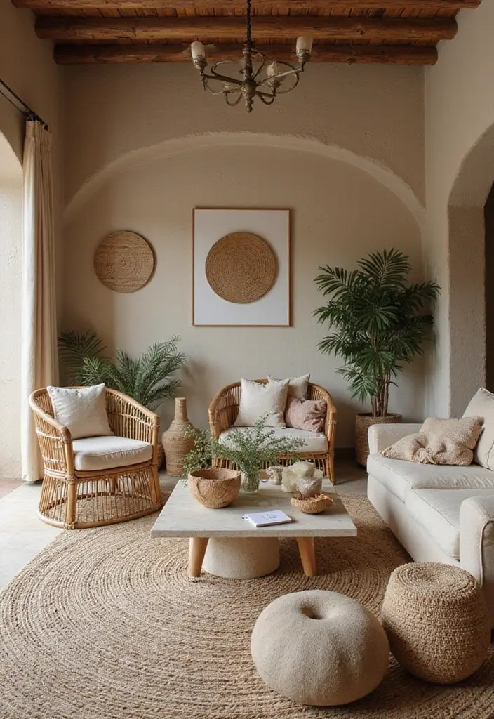28 Living Room Natural Decor Ideas That Feel Fresh and Organic - 23. Incorporating Natural Textures