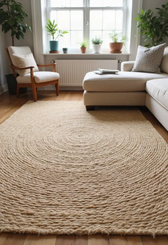 28 Living Room Natural Decor Ideas That Feel Fresh and Organic - 5. Natural Fiber Rugs