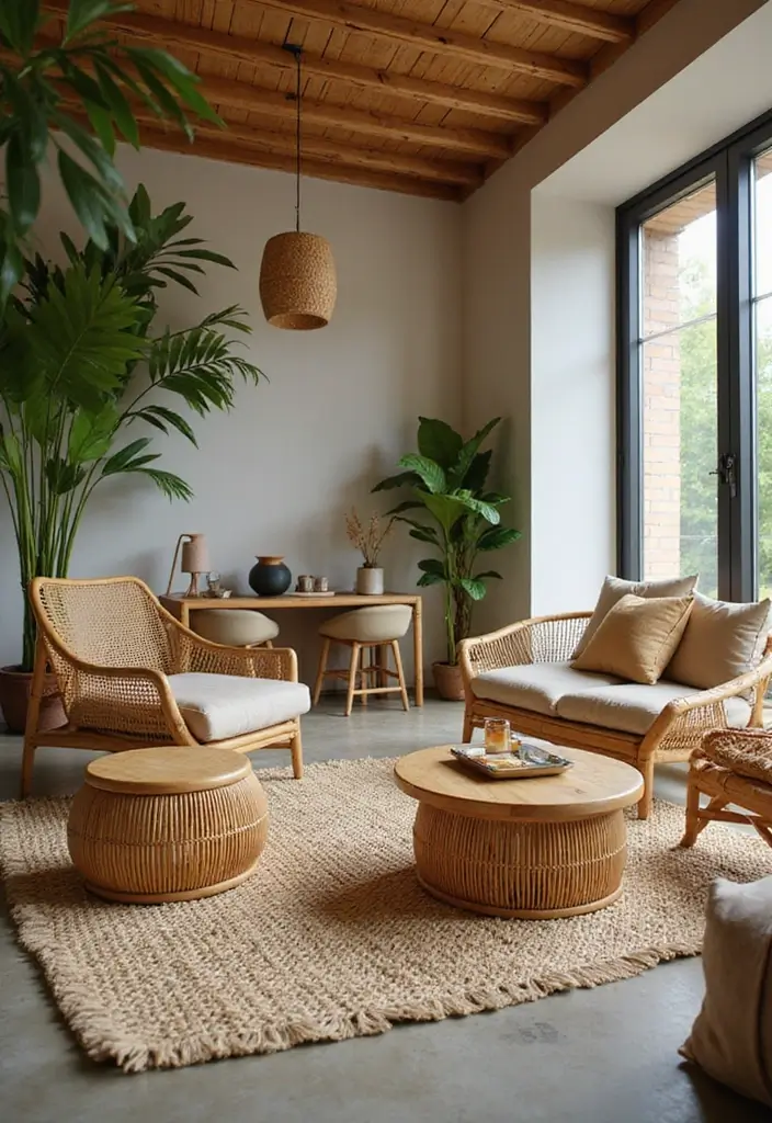 28 Living Room Natural Decor Ideas That Feel Fresh and Organic - 8. Bamboo Furniture