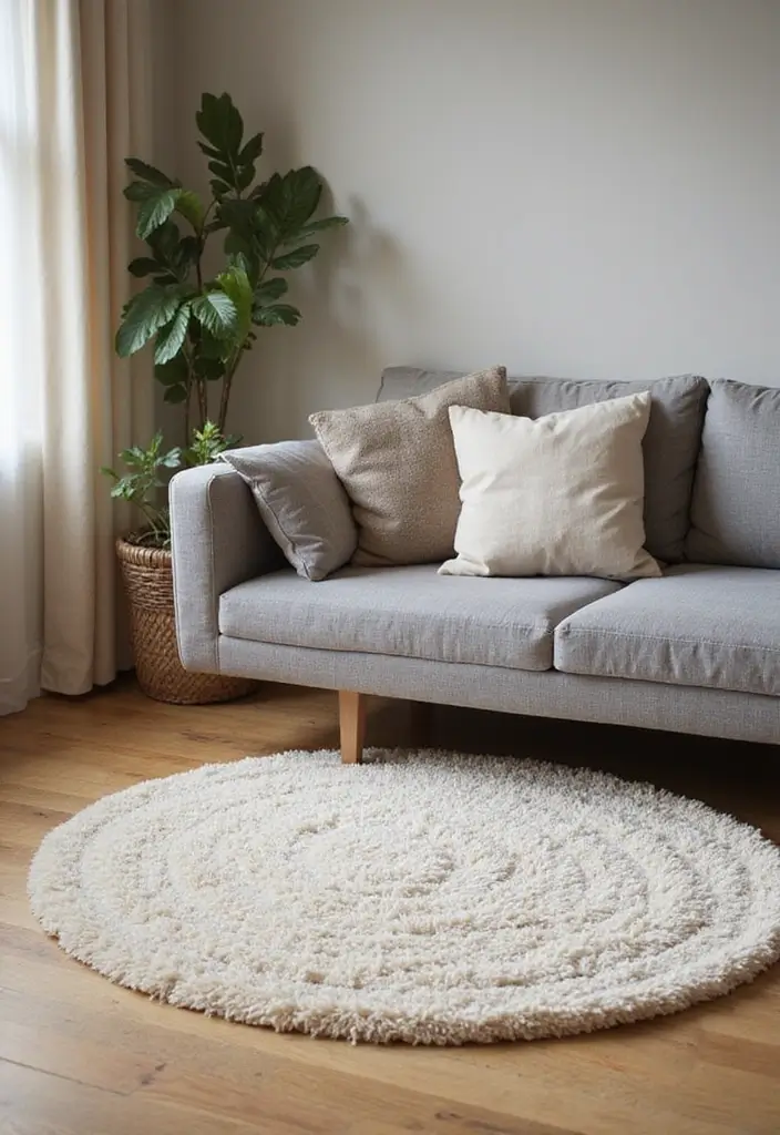 28 Living Room Rugs With Grey Couch Ideas That Feel Warm and Balanced - 3. Cozy Shag Rugs