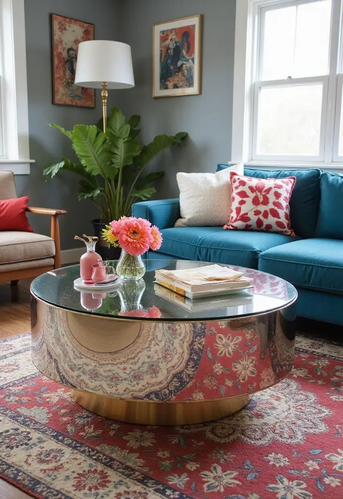 28 Mirrors in Living Room Ideas That Add Light and Depth - 6. Mirrored Coffee Table