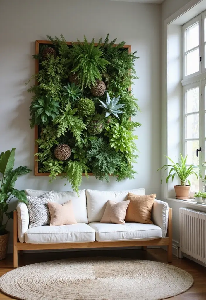 28 Nature Living Room Ideas That Bring the Outdoors In - 1. Embrace Vertical Gardening