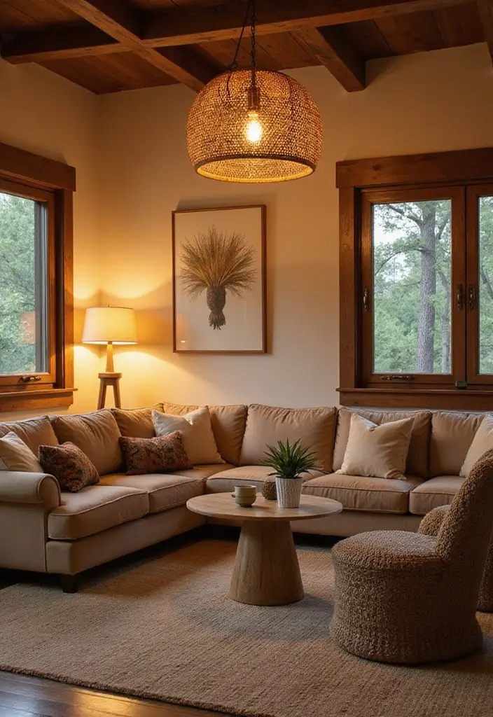 28 Nature Living Room Ideas That Bring the Outdoors In - 10. Incorporate Natural Light Fixtures