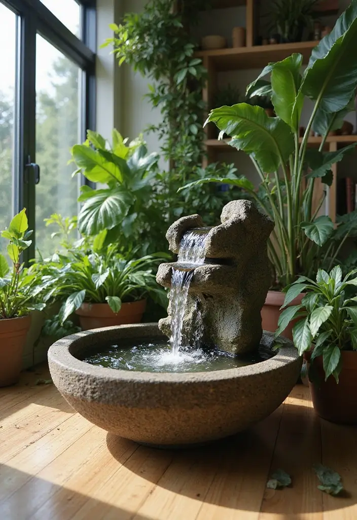 28 Nature Living Room Ideas That Bring the Outdoors In - 13. Add a Water Feature