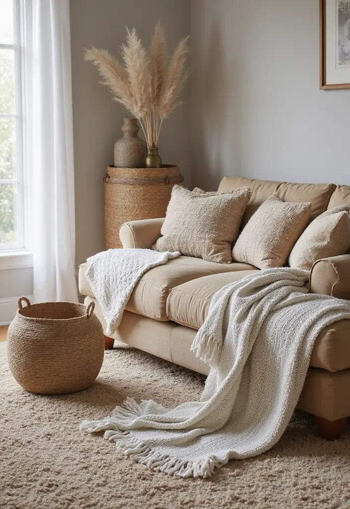 28 Nature Living Room Ideas That Bring the Outdoors In - 14. Layer Different Textures